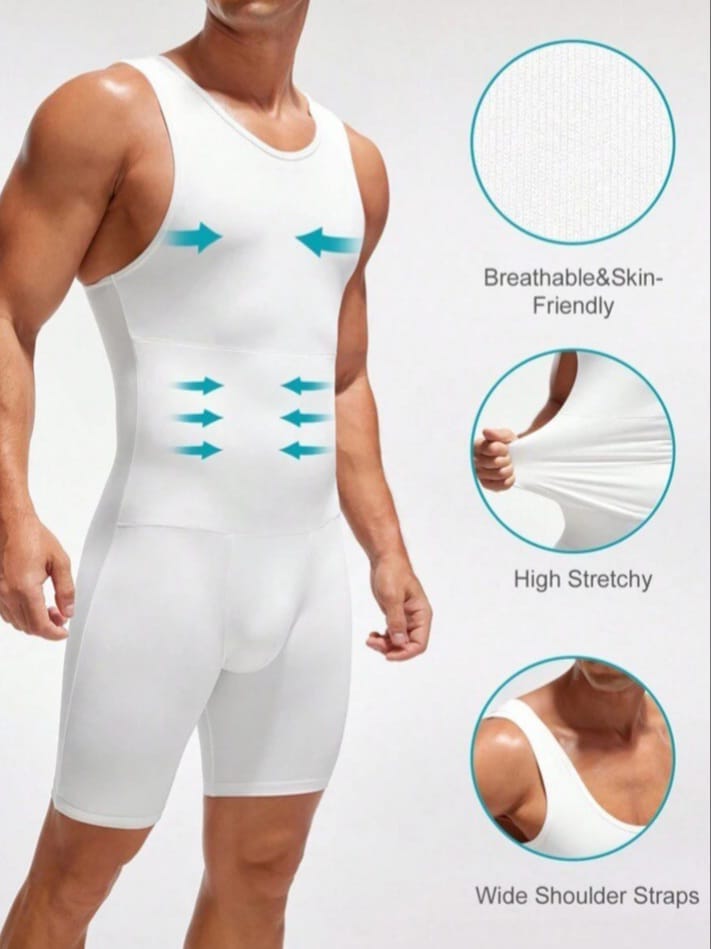 Men's Full Body Compression Shapewear Suit – Breathable Slimming Bodysuit
